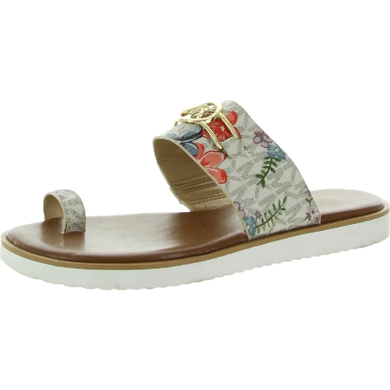 MICHAEL Michael Kors Womens Floral Toe Loop Slide Sandals