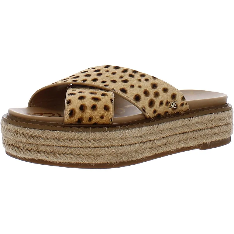 Sam Edelman Womens Korina Calf Hair Cheetah Print Slide Sandals