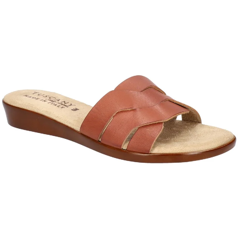 Tuscany By Easy Street Womens NICIA Faux Leather Slide Sandals