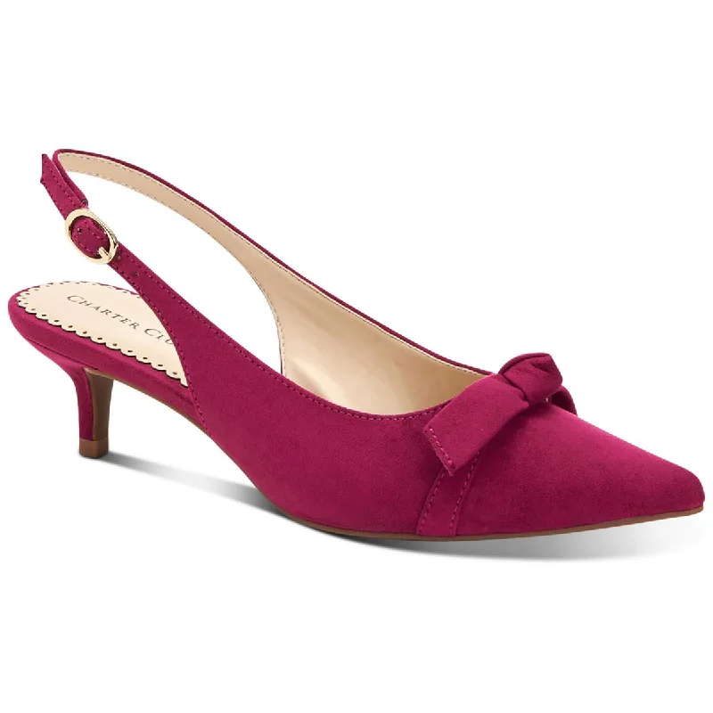 Charter Club Womens Givanna Suede Kitten Slingback Heels