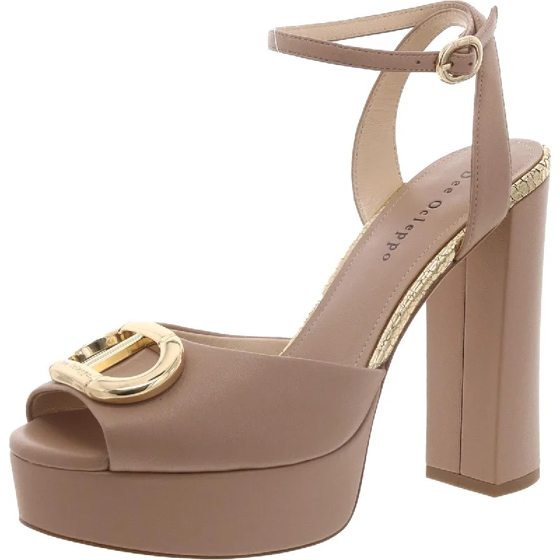 Dee Ocleppo Womens Leather Peep Toe Platform Heels