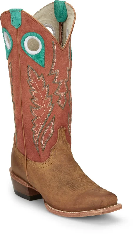 Justin Womens Lorena Sunflower Tan Suede Cowboy Boots