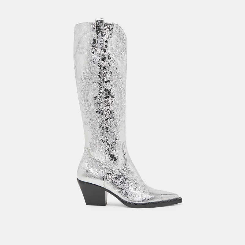 RYATT BOOTS SILVER DISTRESSED LEATHER