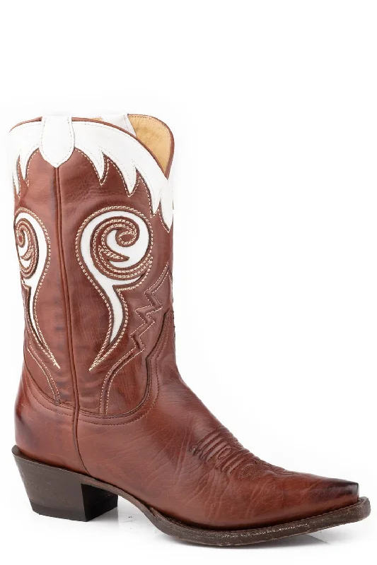 Stetson Womens Mavis Brown Leather Cowboy Boots